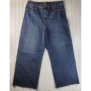 NWT Liverpool Jeans Womens Size 12/31 Stride High Rise Denim Crop‎ Wide Leg Raw